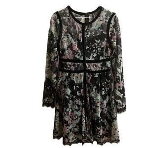 Fire Los Angeles, Cowl Neckline, Long Sleeves, Art Dress, Multi, Large